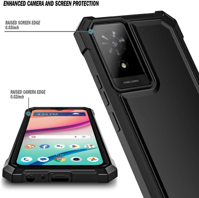 WDHD Compatible with TCL K24 & K23 & TCL 50 LE Phone Case Black | Full-Body Protective Shockproof Rugged Bumper Cover with Screen Protector, Raised Corners Drop Protection - Image 2